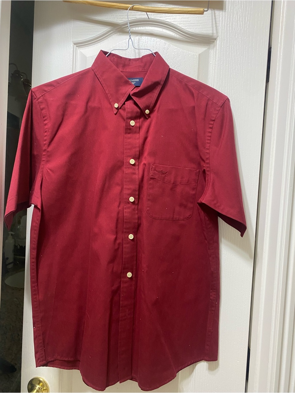Dockers Men's Short-Sleeve Button-Down Shirt - Burgundy